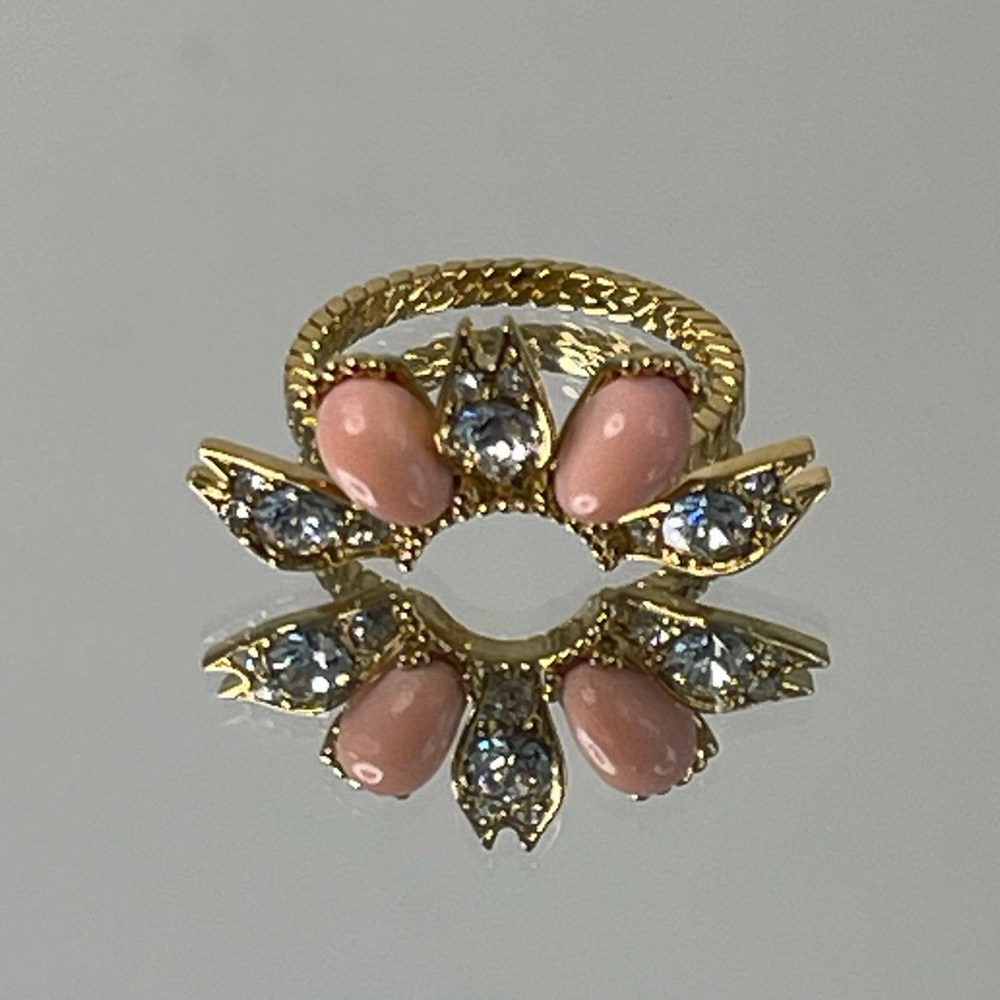 GUCCI Interlocking G Flower 3-row Gold Tone Ring sz: 55/ 7 1/4 - Picture 6 of 14